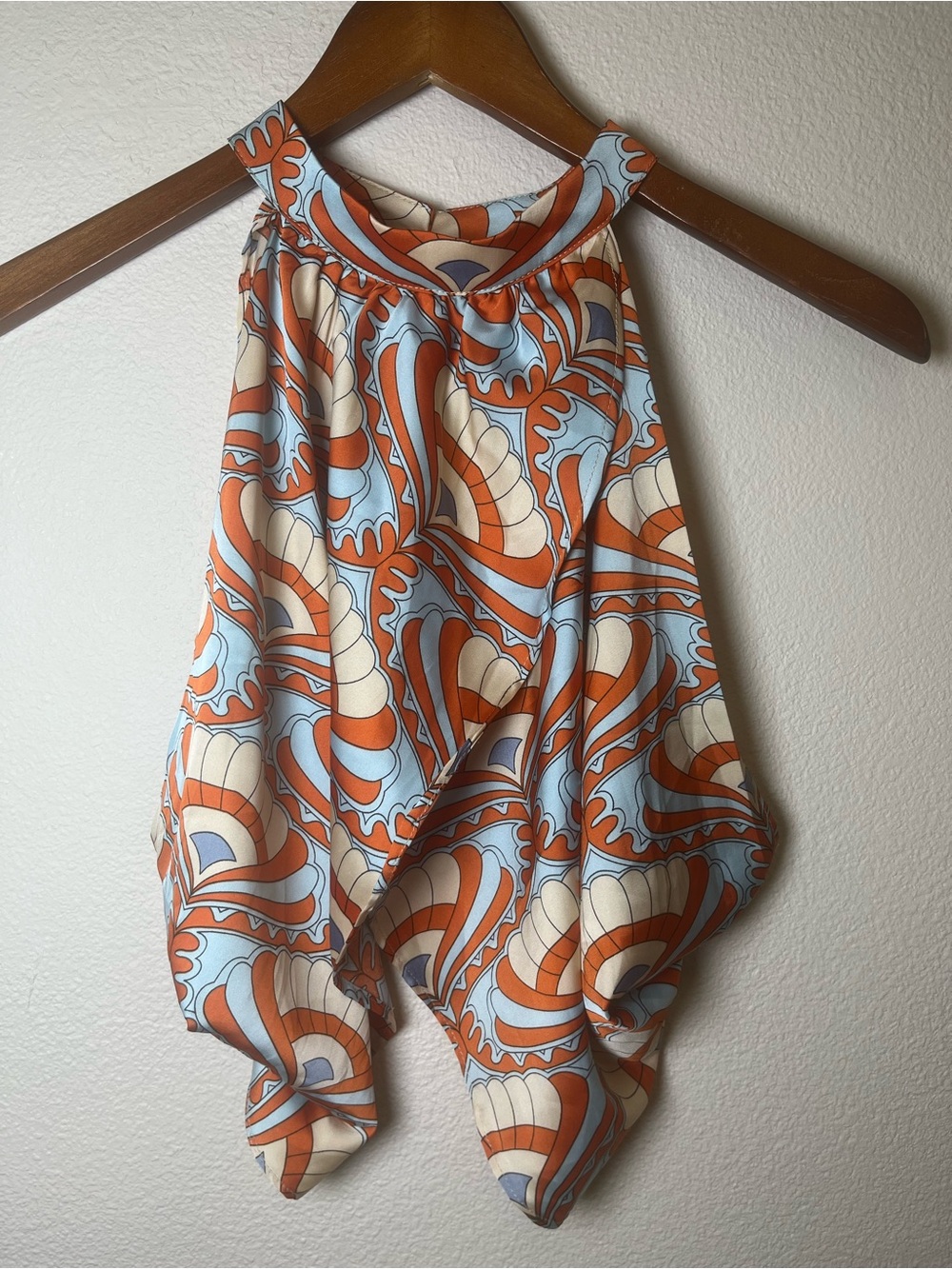 Vici Orange, Light Blue & Cream Halter Top with matching scarf